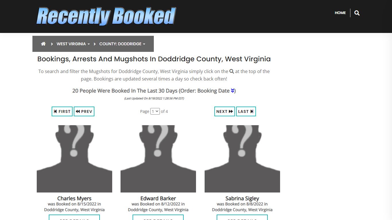 Bookings, Arrests and Mugshots in Doddridge County, West Virginia